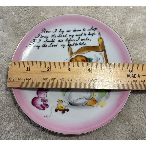 Childs Prayer Plate Vtg Lefton Japan Ceramic  6" Pink Now I Lay Me Down To Sleep - Picture 5 of 5